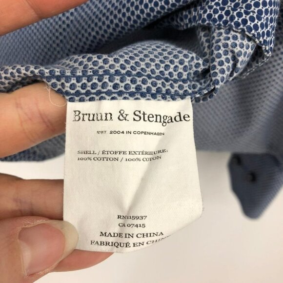 Bruun & Stengade Geometric Print Blue Button Down Dress Shirt - Picture 4 of 16